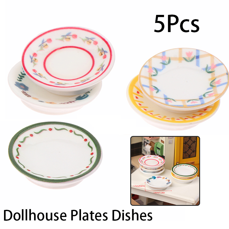 Miniature Baking Kitchen - 5Pcs 1/12 Dollhouse Mini Plates Dishes