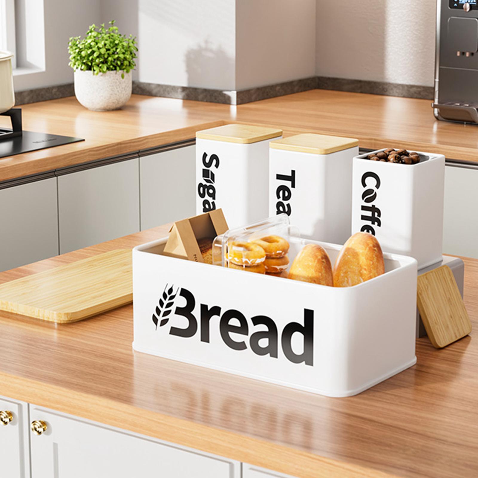 Kitchen Baking Canisters - Iron Bamboo Bread Storage Bin Organizer