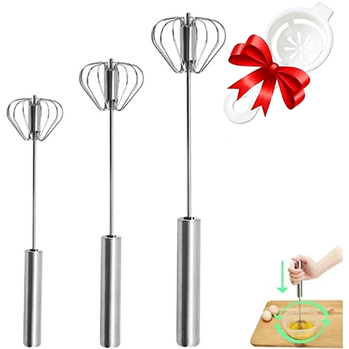 Kitchen Baking Appliances - 1/3pcs Stainless Steel Egg Beater Durable