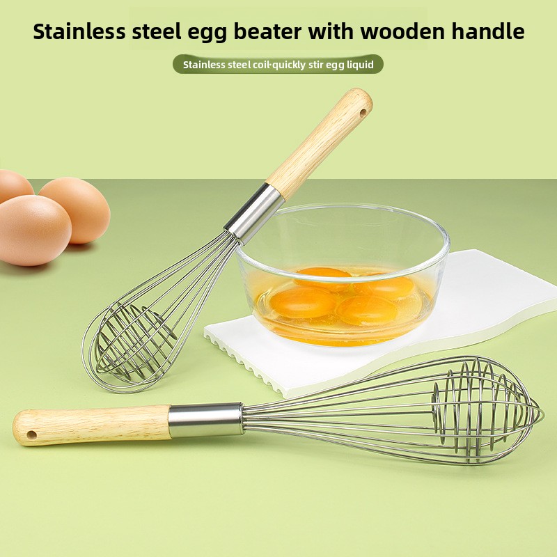 Kitchen Baking Blender - 10/12 Inch Wooden Handle Stainless Steel