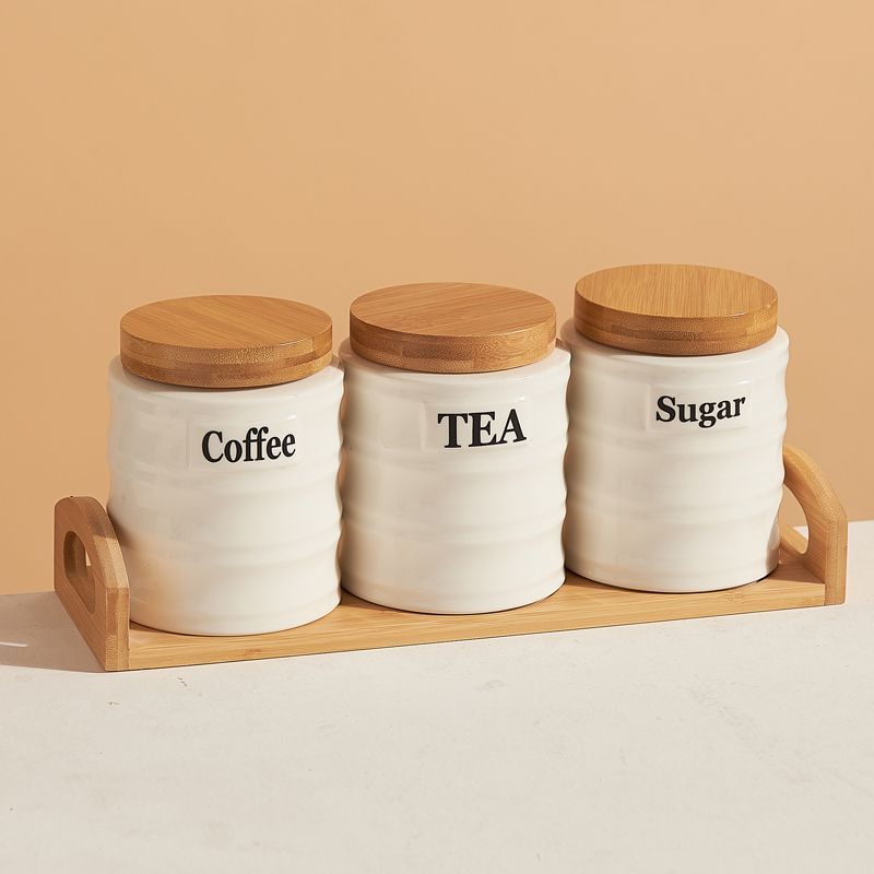 3PCS Ceramic Storage Jars Set  - Kitchen Baking Canisters ulasan dan harga