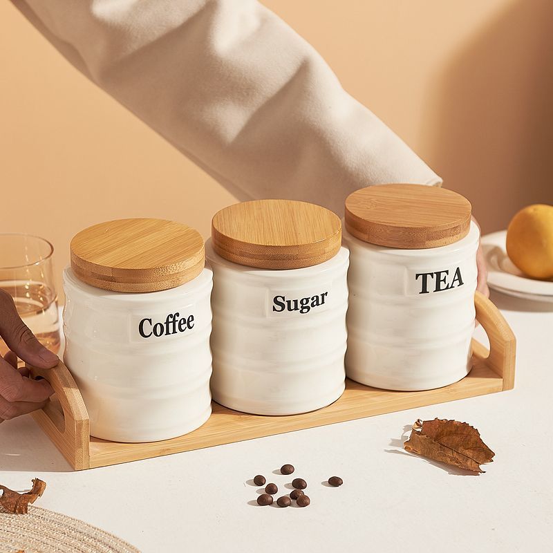 3PCS Ceramic Storage Jars Set  - Kitchen Baking Canisters ulasan dan harga