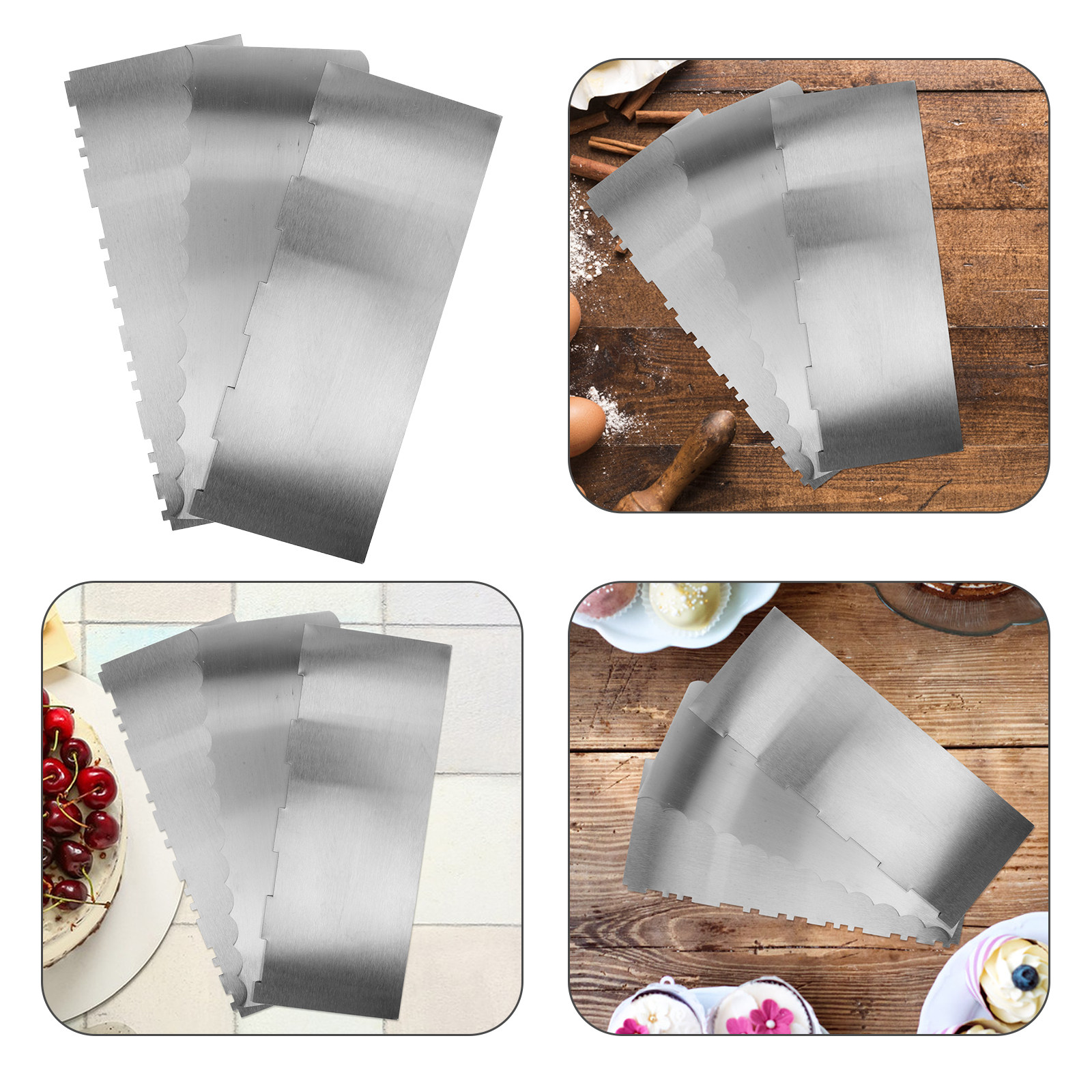 3Pcs Stainless Steel Cake Smoo - Fondant Smoother Set ulasan dan harga