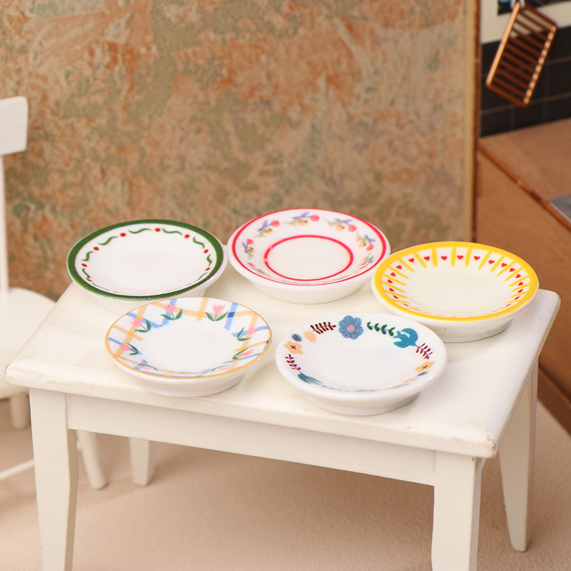 5Pcs 1/12 Dollhouse Mini Plate - Miniature Baking Kitchen ulasan dan harga