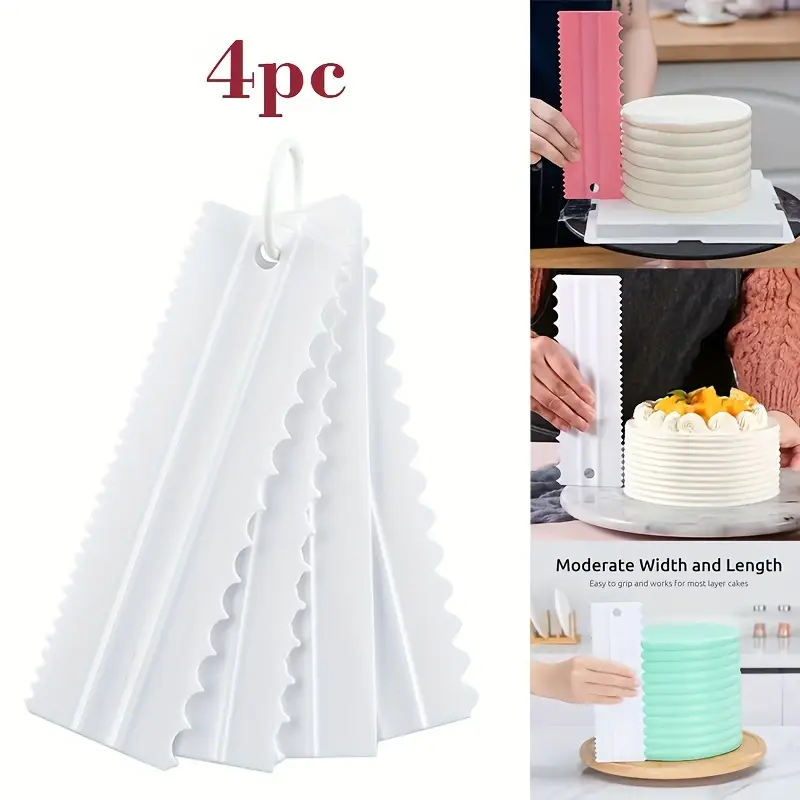 4Pcs Cake Scraper Set - Icing  - Fondant Smoother Set ulasan dan harga