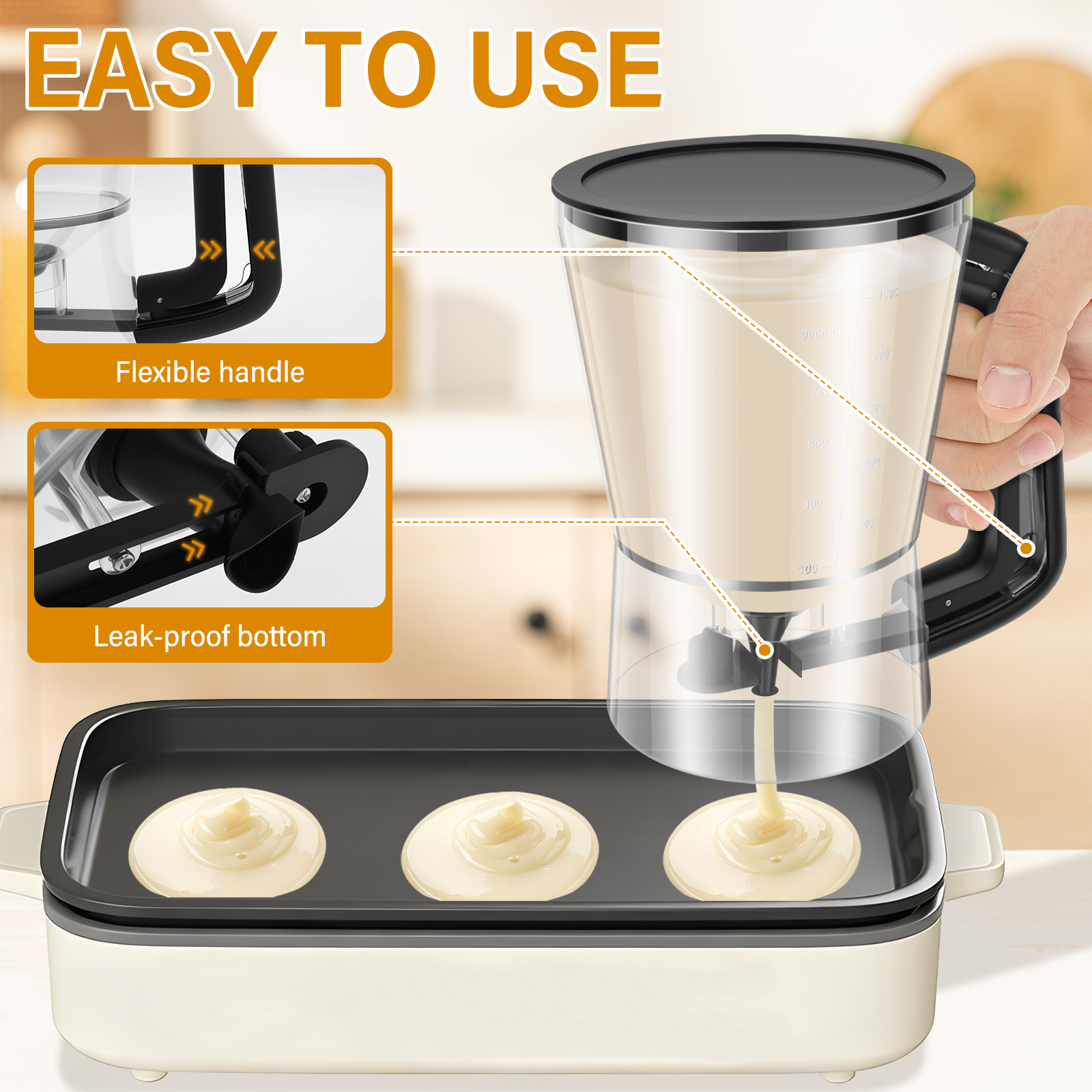900/1000ml Pancake Batter Disp - Kitchen Baking Blender ulasan dan harga