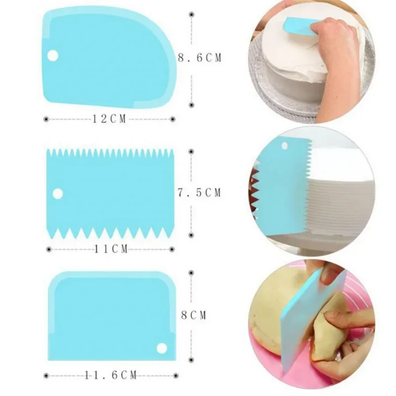 3PCS/Lot Cream Scraper Smoothe - Fondant Smoother Set ulasan dan harga