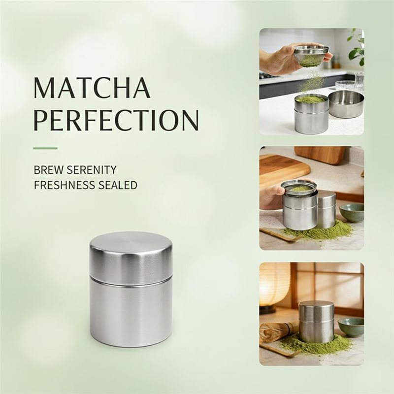 Stainless Steel Matcha Powder  - Kitchen Baking Canisters ulasan dan harga